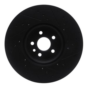 Jaguar F-Pace Brake Rotor (1) - Front Left - R1 Concepts - Drilled & Slotted - Black - `17-`20